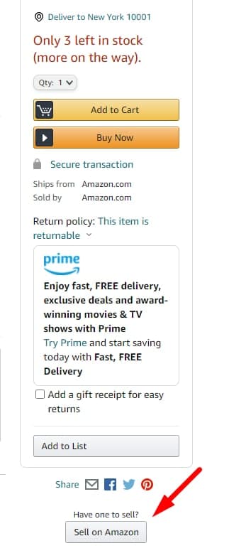 Кнопка Sell on Amazon под BuyBox-ом, с помощью нее можно присоединиться к листингу и продавать на нем.