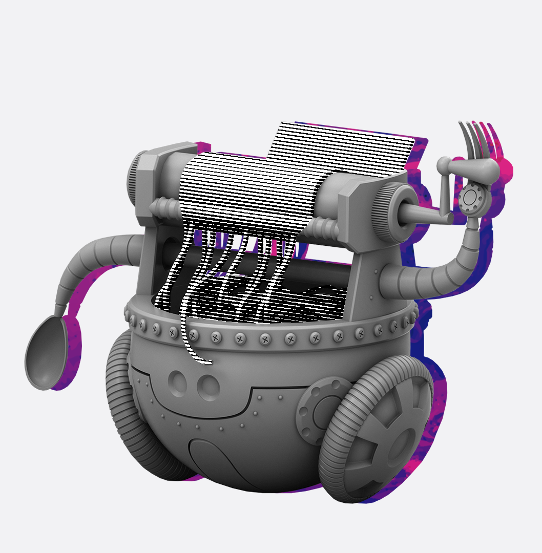 Фигура робота измельчитиля, иллюстрирующая статью о выгрузке данных из Facebook при помощи языка Python.